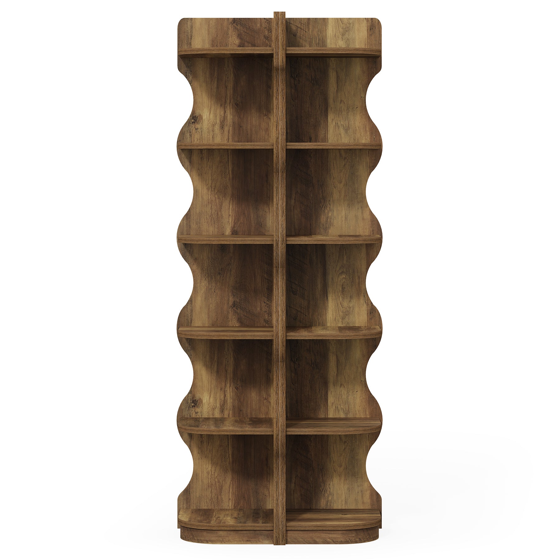 6-stufiges Eckregal 180 cm – Modernes Standregal mit geschwungenem Design, Pflanzen- & Bücherregal für Wohnzimmer