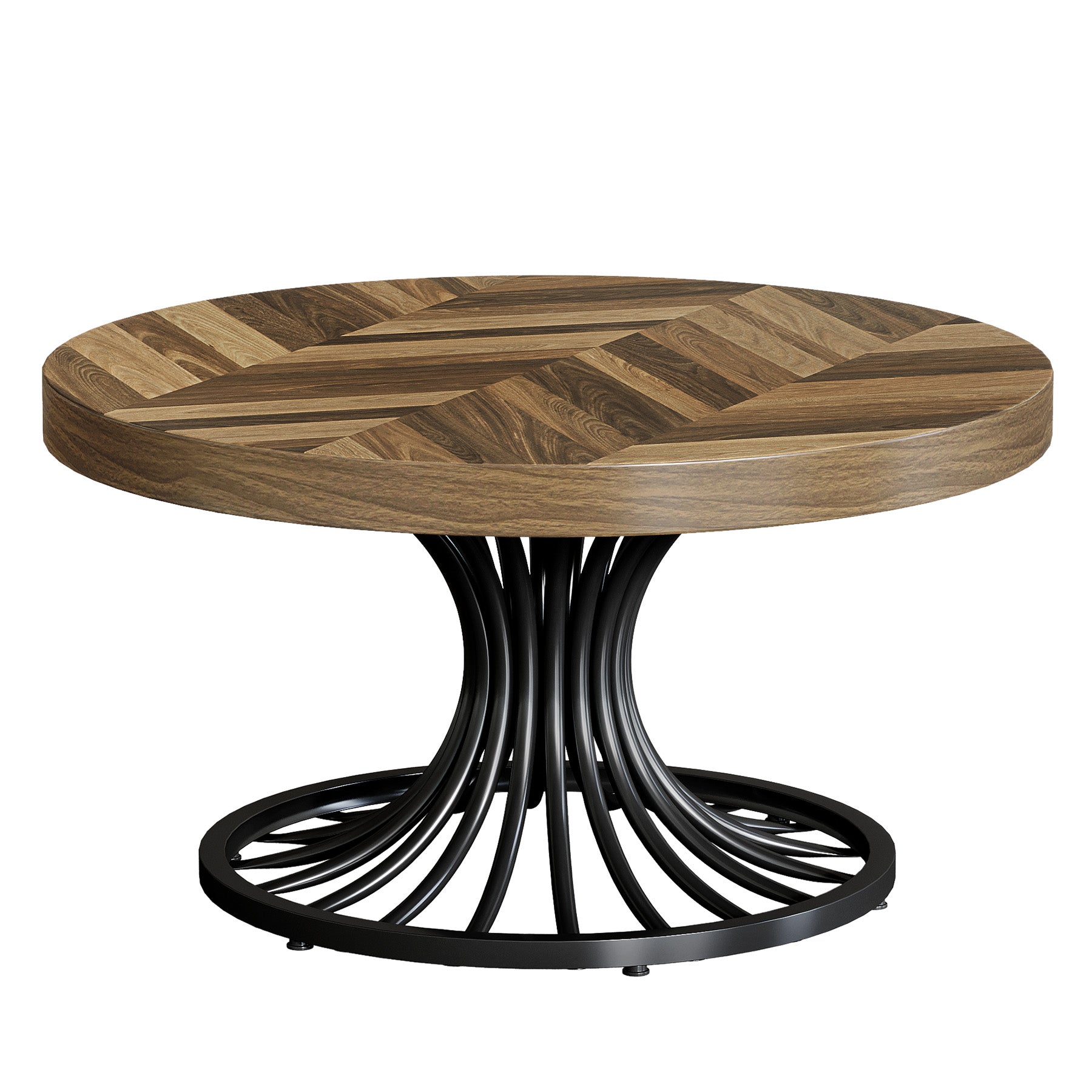 80 cm Couchtisch, Akzenttisch aus Holz mit stilvollem Sockel