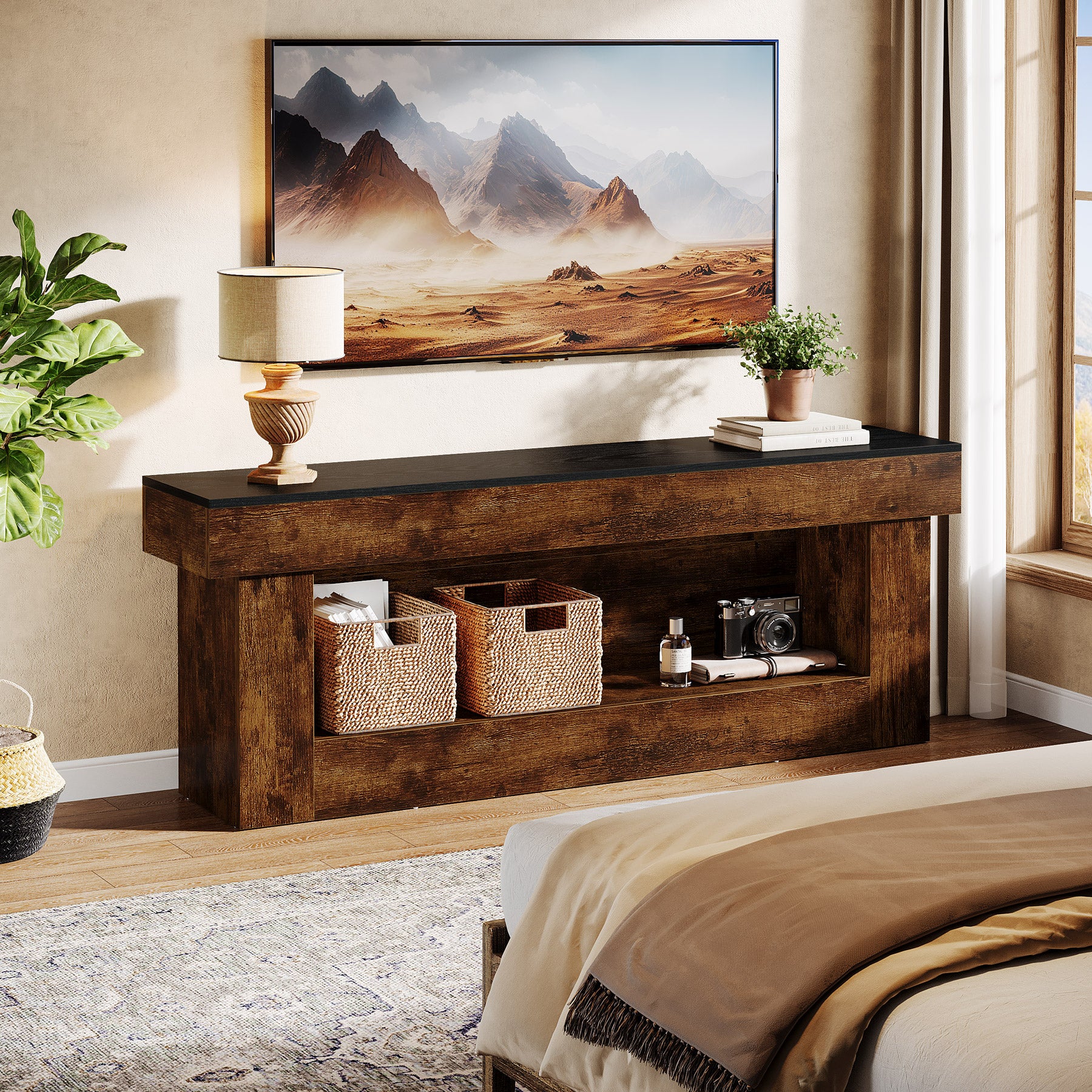Tribesigns 160 cm TV Lowboard mit Stauraum, moderner TV-Schrank für 60–70 Zoll Fernseher