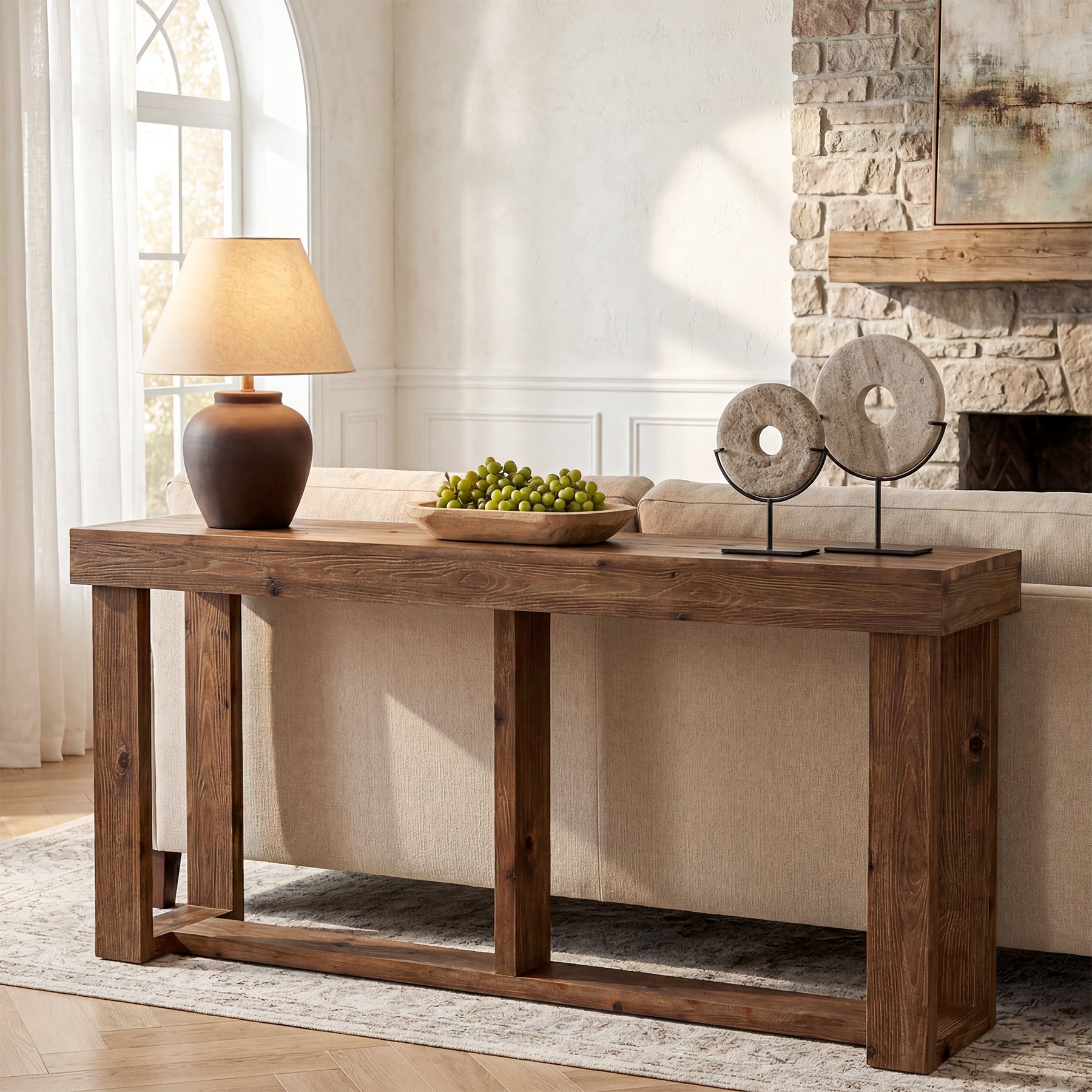 Tribesigns Massivholz Konsolentisch 160 cm, schmaler Flurtisch im Landhausstil für Eingangsbereich & Wohnzimmer