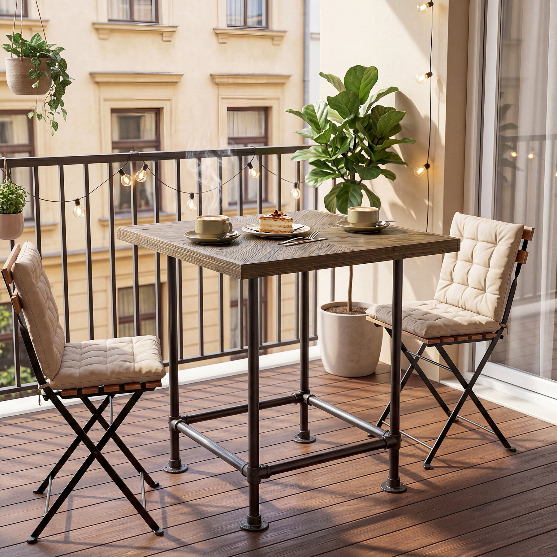 Tribesigns Industrialer Stehtisch, 90 cm Hoher Bistrotisch aus Massivholz mit Metallgestell & Fußstütze