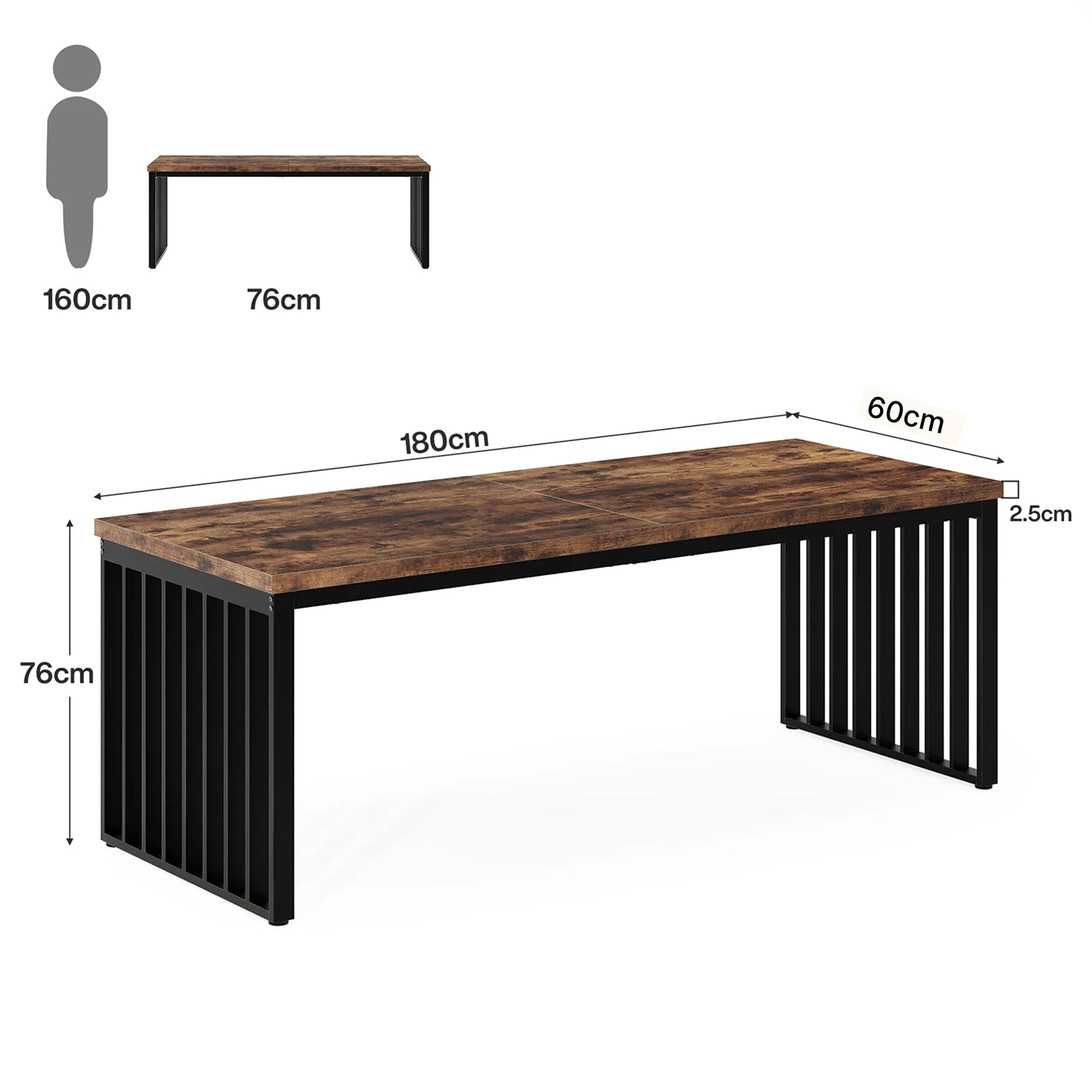 180cm Zwei-Personen-Schreibtisch, langer Executive-Schreibtisch, Doppel-Computertisch