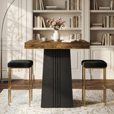 Tribesigns Bartisch 80 × 80 cm, Quadratischer Stehtisch im Landhausstil mit geriffeltem Sockel 3