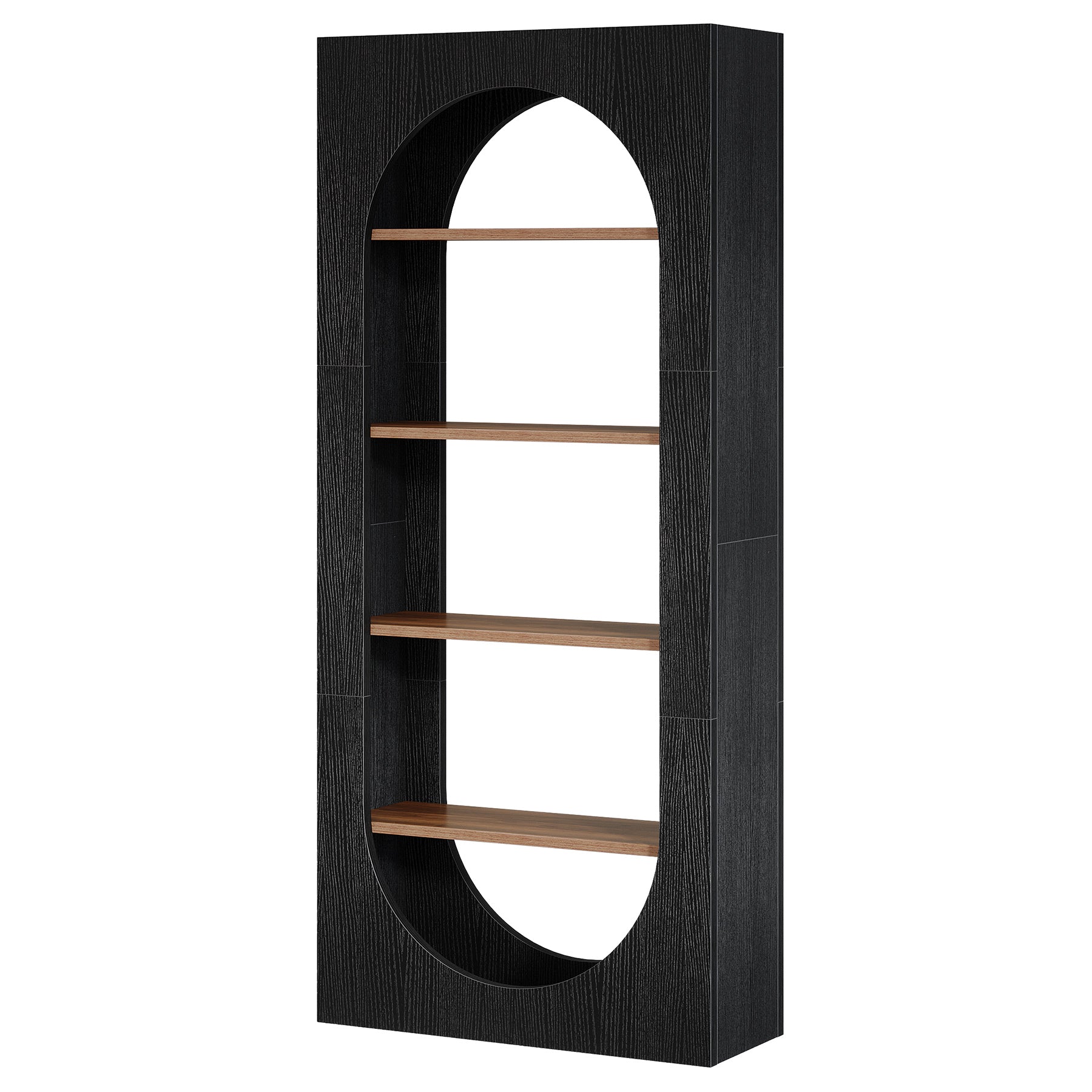 Tribesigns Bücherregal 180 cm, 5 Ebenen mit Rundbogen, Schmales Standregal mit viel Stauraum