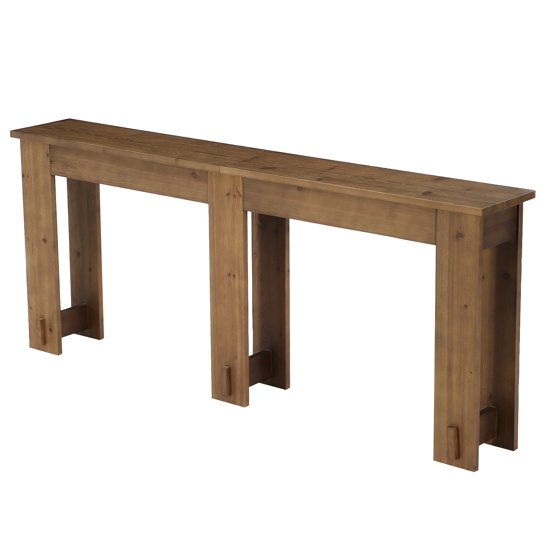 Tribesigns Massivholz Konsolentisch 200 cm, Extra langer Sofatisch aus Tannenholz mit 6 Beinen