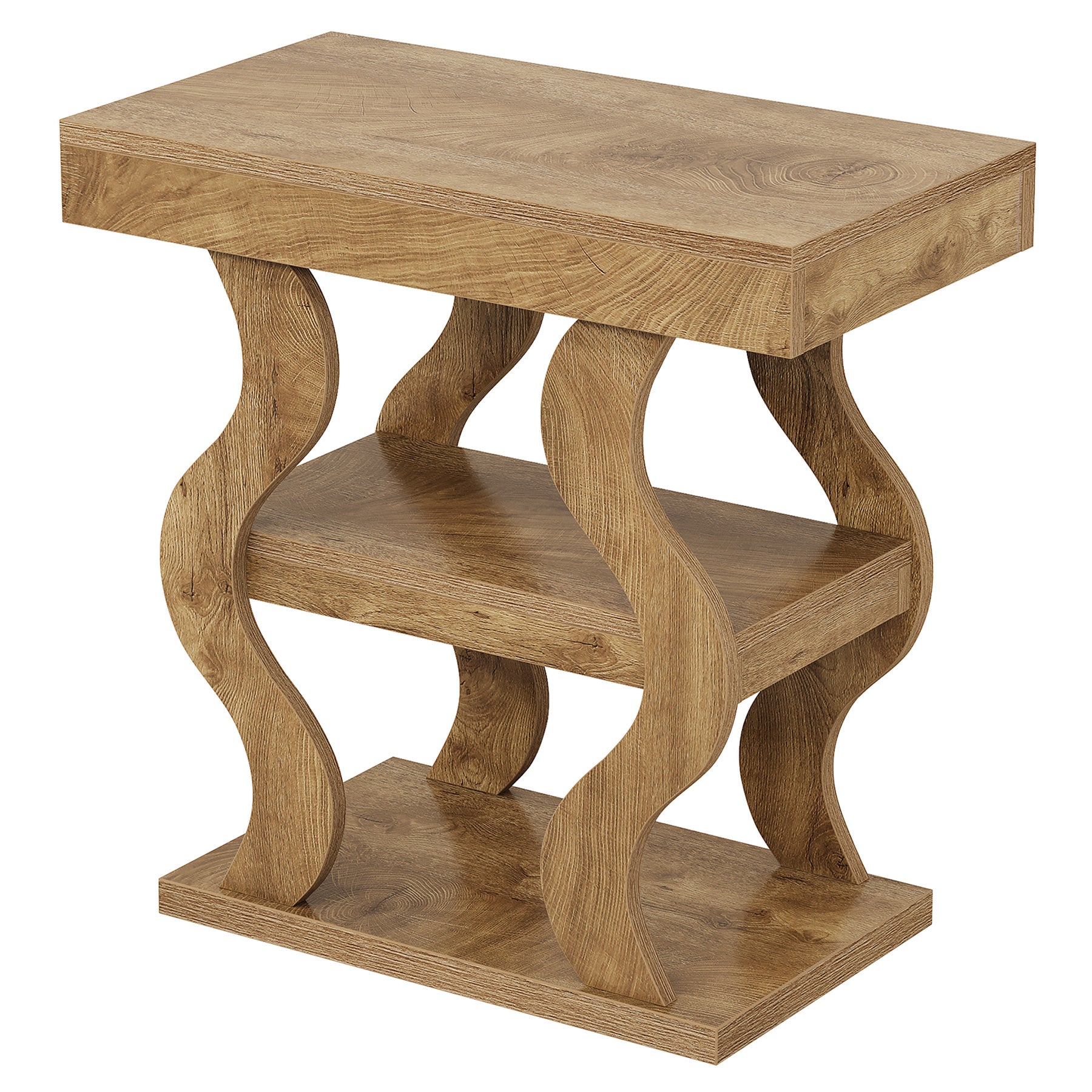 Tribesigns Beistelltisch Landhausstil 61 cm, Schmaler 3-stufiger Nachttisch mit Stauraum