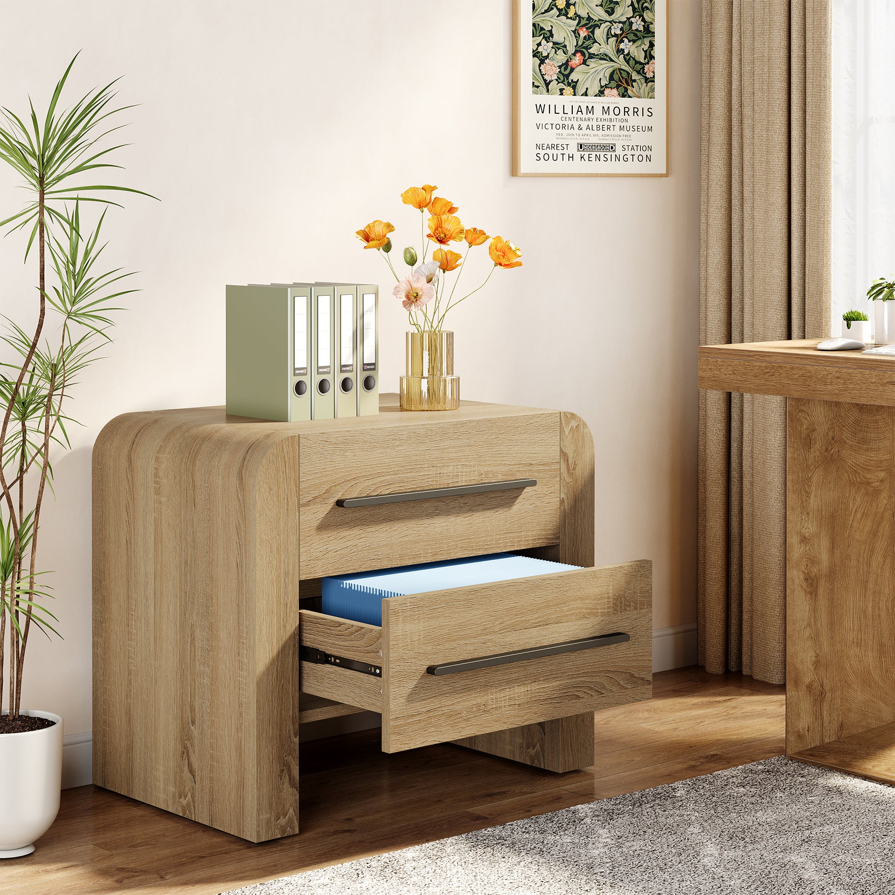 Tribesigns Nachttisch mit 2 Schubladen, 70 cm Moderner Beistelltisch mit Stauraum