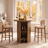 Tribesigns Bartisch Rund 80 cm mit Stauraum, Hoher Stehtisch mit integriertem Schrank im Landhausstil 3