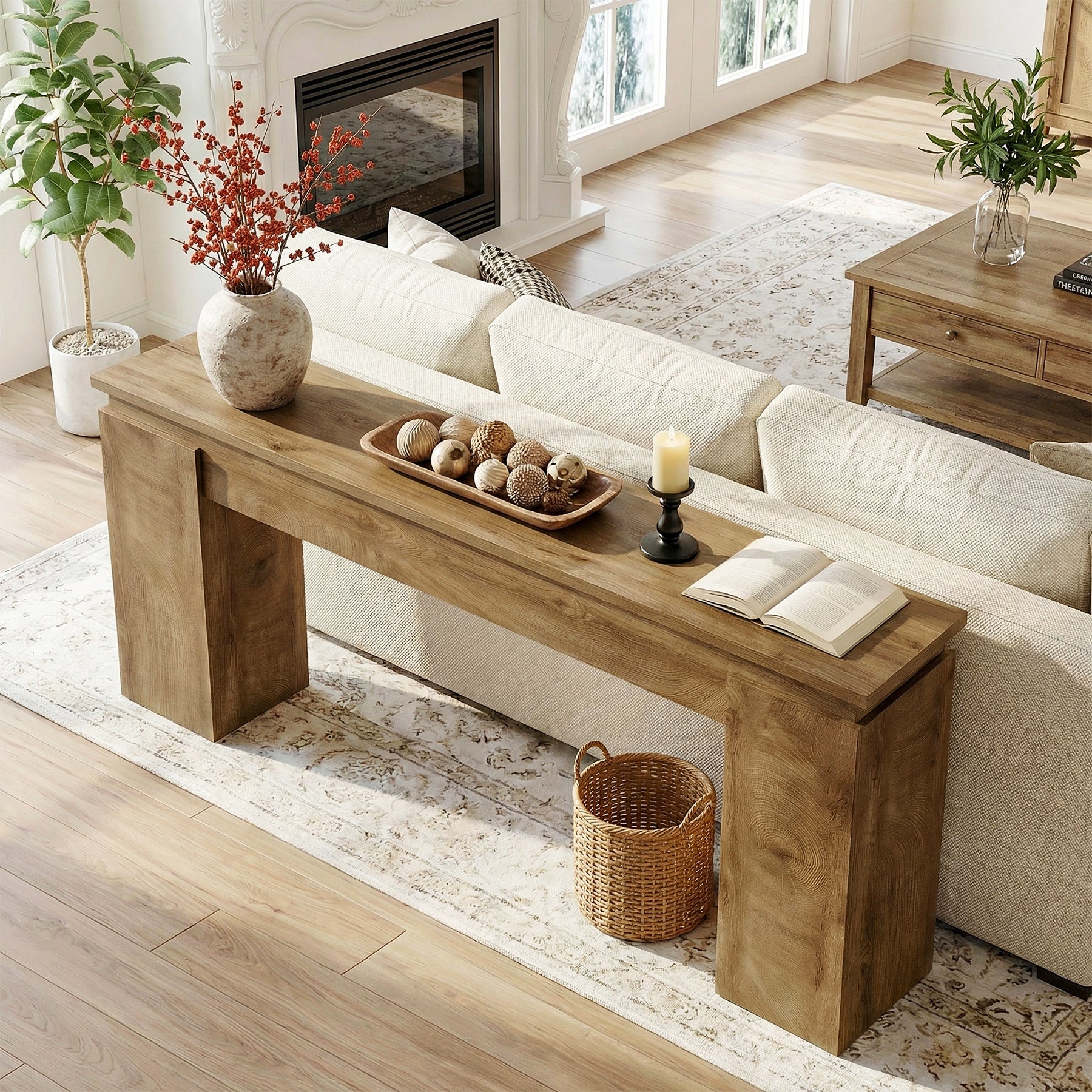 Tribesigns Konsolentisch 160 cm schmal, Flurtisch im Landhausstil hinter Sofa mit Ablage