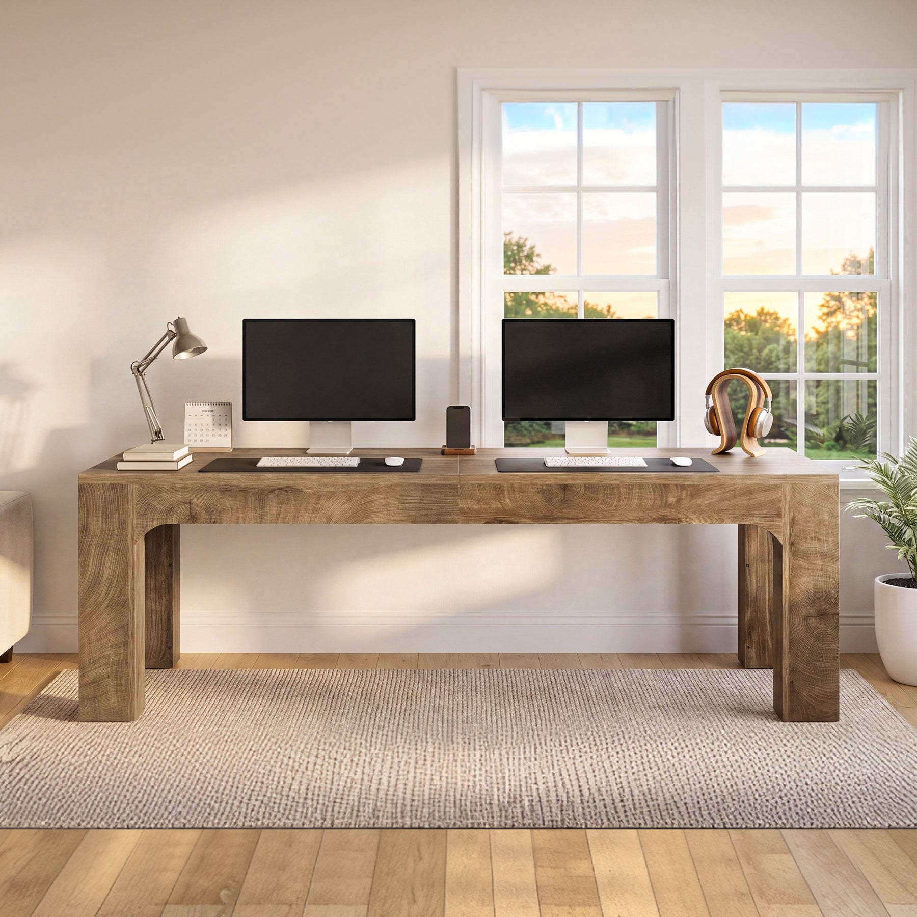 Schreibtisch für 2 Personen 180 cm, Doppel-Schreibtisch für Homeoffice & Büro