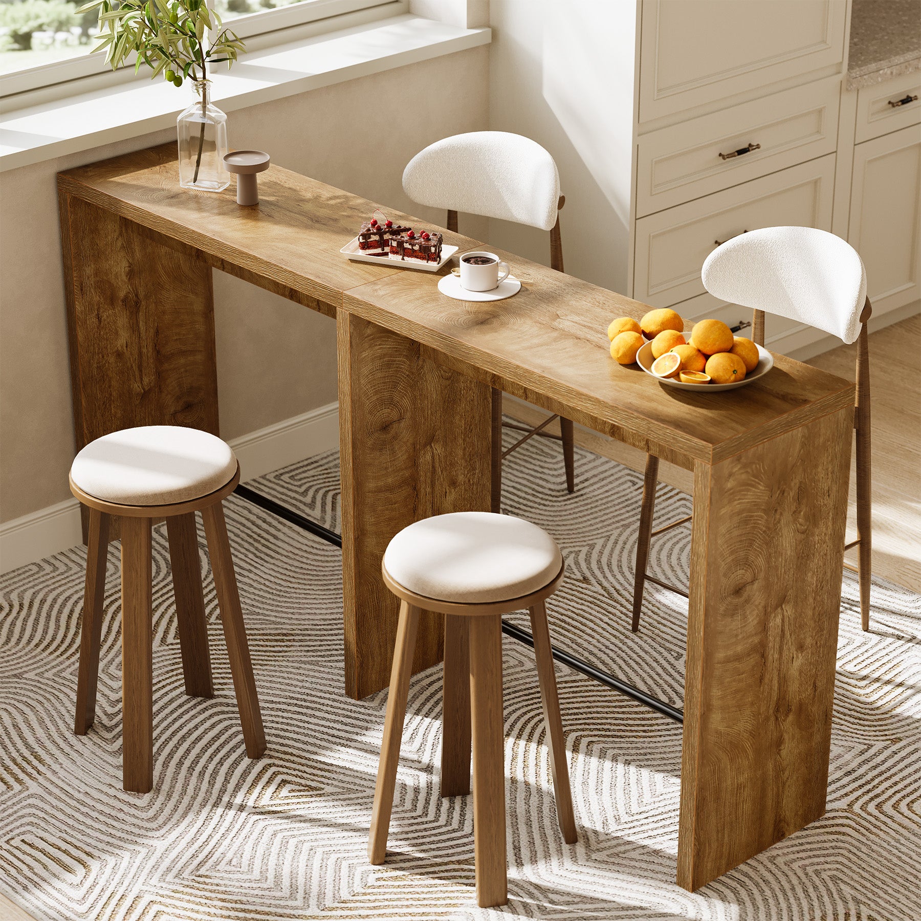 Tribesigns Bartisch 200 cm für 4–6 Personen, Stehtisch 95 cm hoch mit Metall-Fußstütze für Küche, Esszimmer & Bar