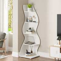 5-stöckiges Eckregal, modernes Eckbücherregal#Farbe_Weiß