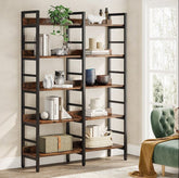 5 - Tier Bookshelf, Double Wide Bookcase Storage Shelves Unit Tribesigns#Farbe_Braun 3