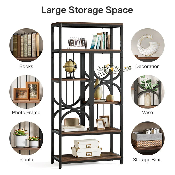 5-stöckiges Bücherregal, industrielles 180 cm Etagere-Bücherregal-Ausstellungsregal