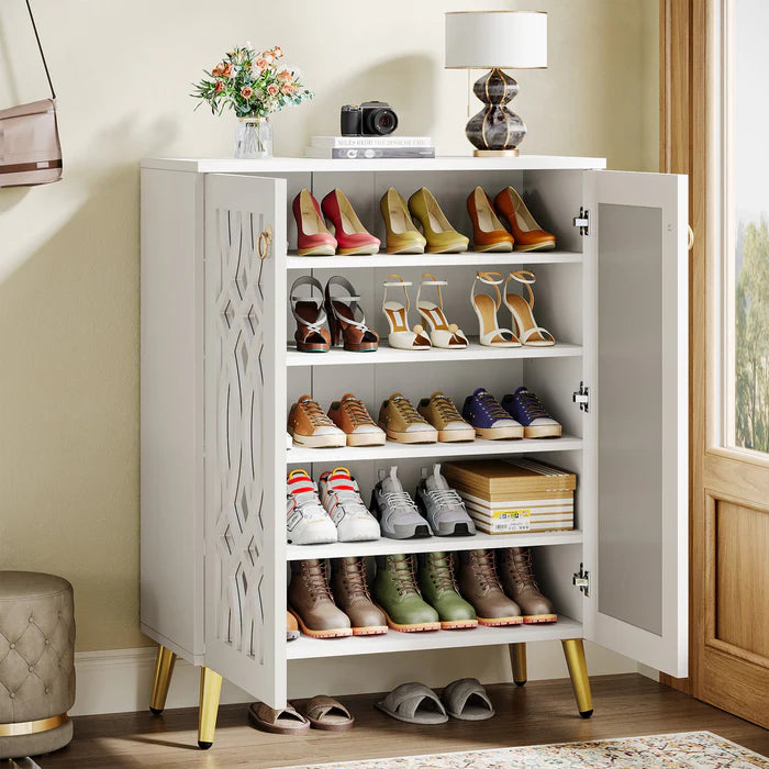 5-stöckiger Schuhschrank, verspiegeltes Schuhregal für 25 Paare