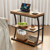 50 cm Landhaus-Beistelltisch schmal - Metallgestell mit Holzplatte, 3