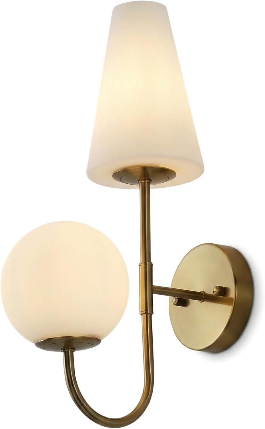 Tribesigns Goldene Wandleuchte Innen – Vintage Wandlampe mit Milchglas, 2×E14 inkl. Leuchtmittel, für Schlafzimmer & Flur