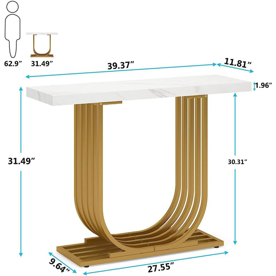Moderner Konsolentisch mit goldenem Sockel