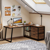 53" Reversible L-Shaped Computer Desk With 3 Drawers & Shelves Tribesigns 3