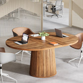 140cm ovaler Besprechungstisch, Konferenztisch aus Holz für 6 Personen 3