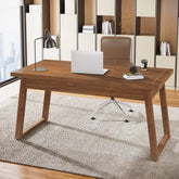 140 cm Computertisch aus Holz, Mid-Century Modern Arbeitstisch mit Schublade 3