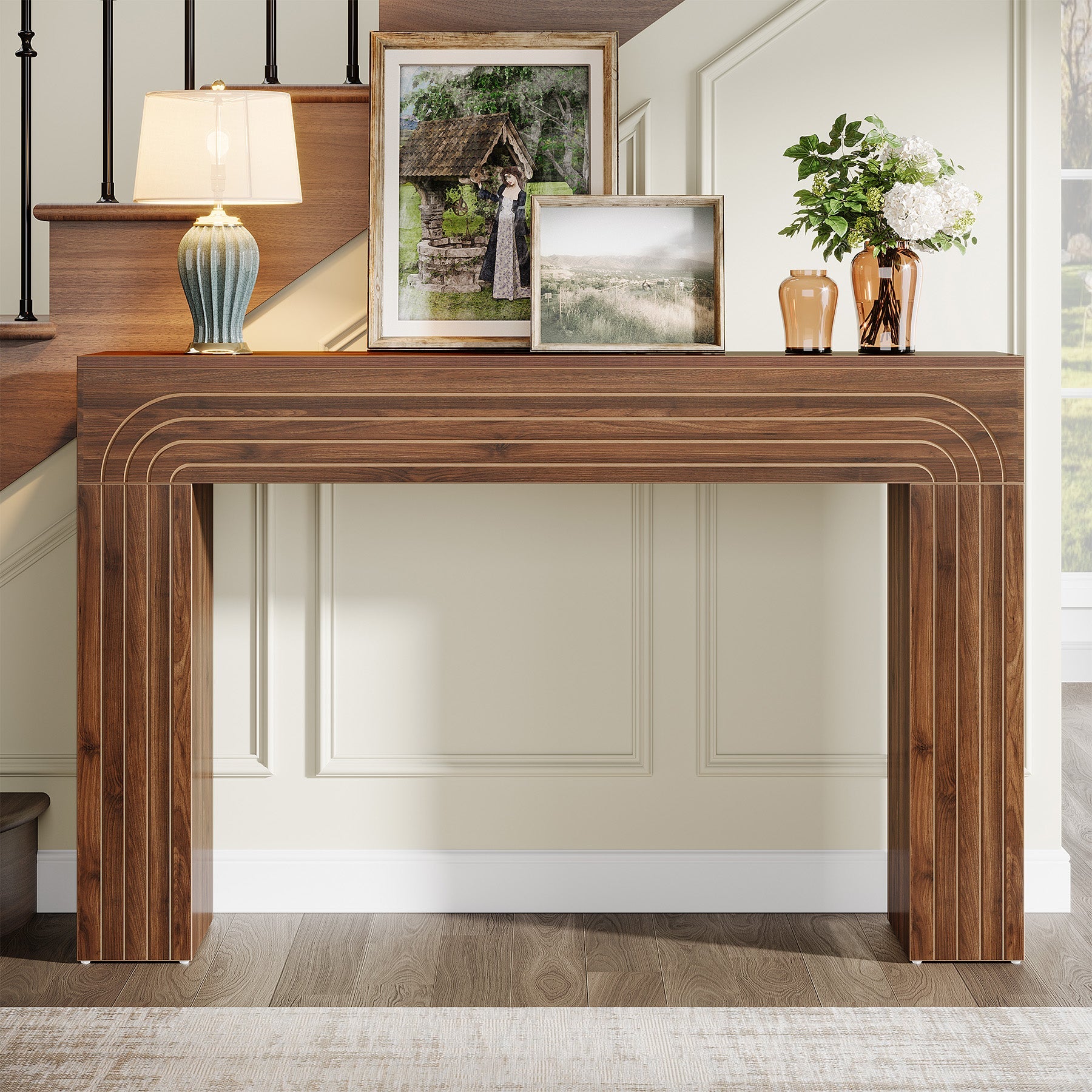 140cm Holz Konsolentisch, Sofatisch, Flurtisch im Landhausstil