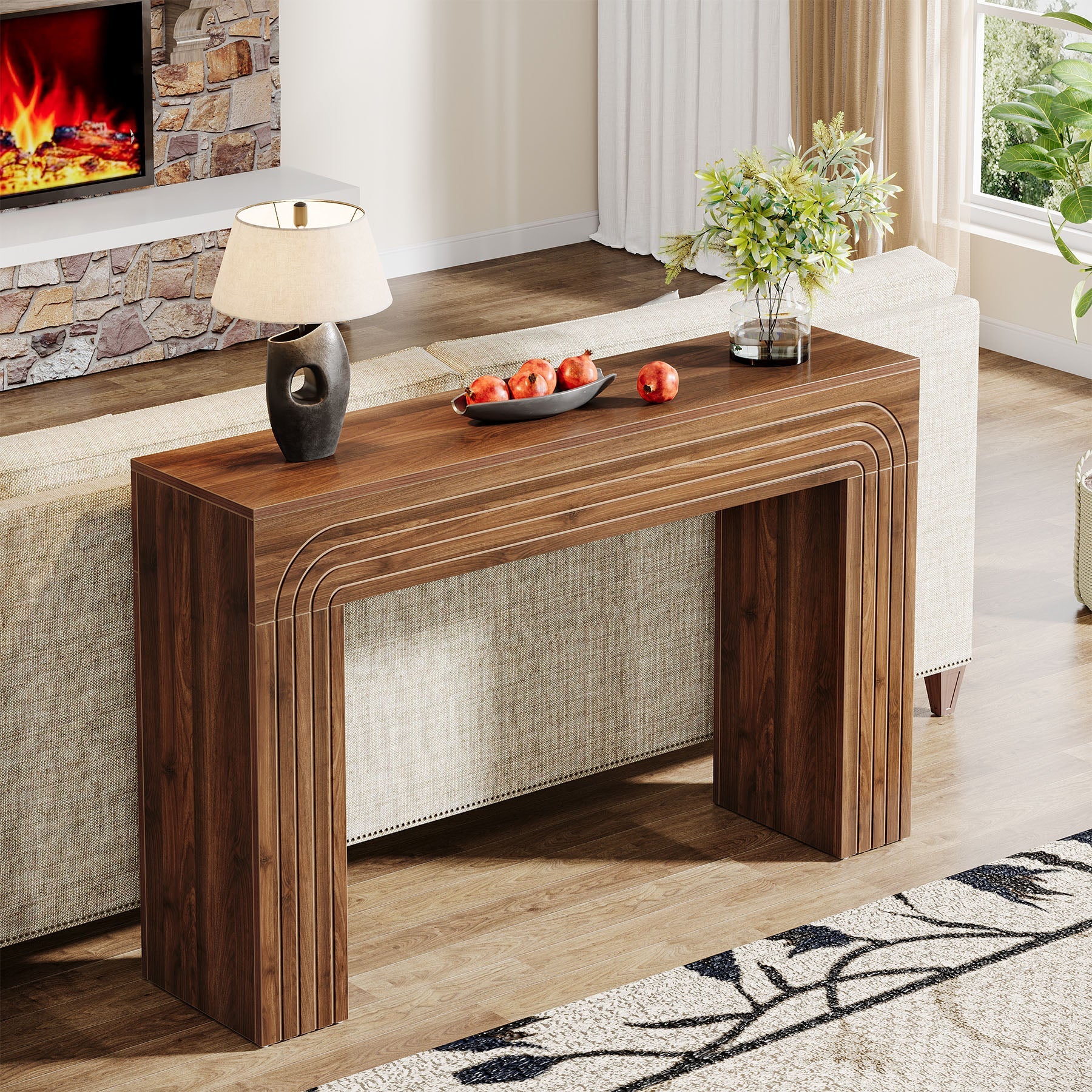 140cm Holz Konsolentisch, Sofatisch, Flurtisch im Landhausstil
