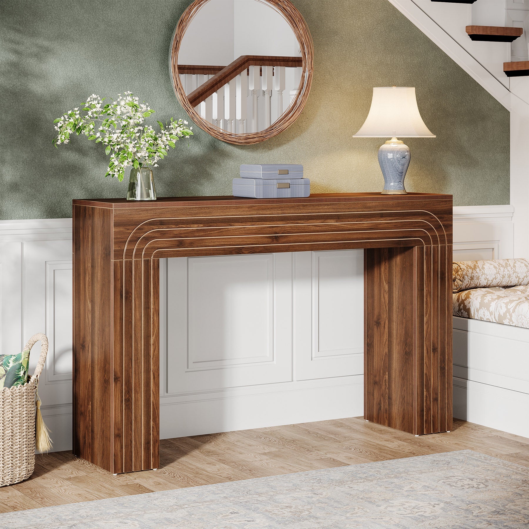 140cm Holz Konsolentisch, Sofatisch, Flurtisch im Landhausstil