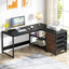 59" L-Shaped Desk, Reversible Corner Desk with Drawers & Shelves Tribesigns#Farbe_Schwarz