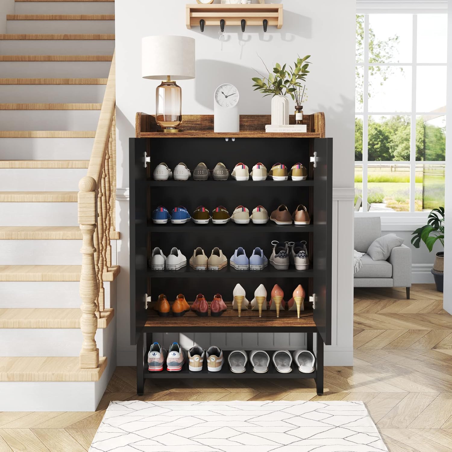 5 - stöckiger Schuhschrank mit Türen für den Eingangsbereich