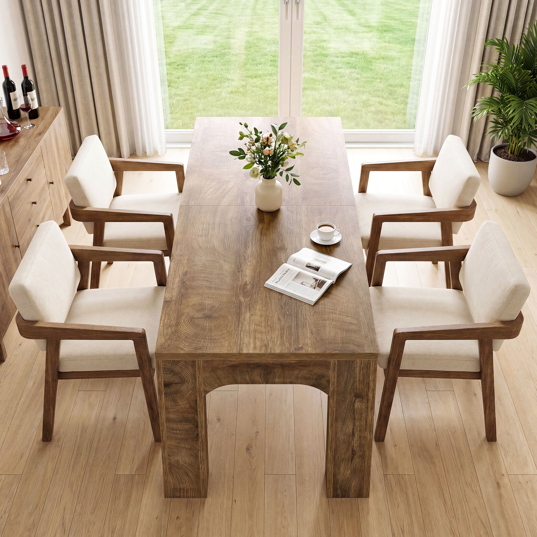 Esstisch 180 cm für 4–6 Personen, Rechteckiger Esszimmertisch im Landhausstil mit Stabilen Beinen