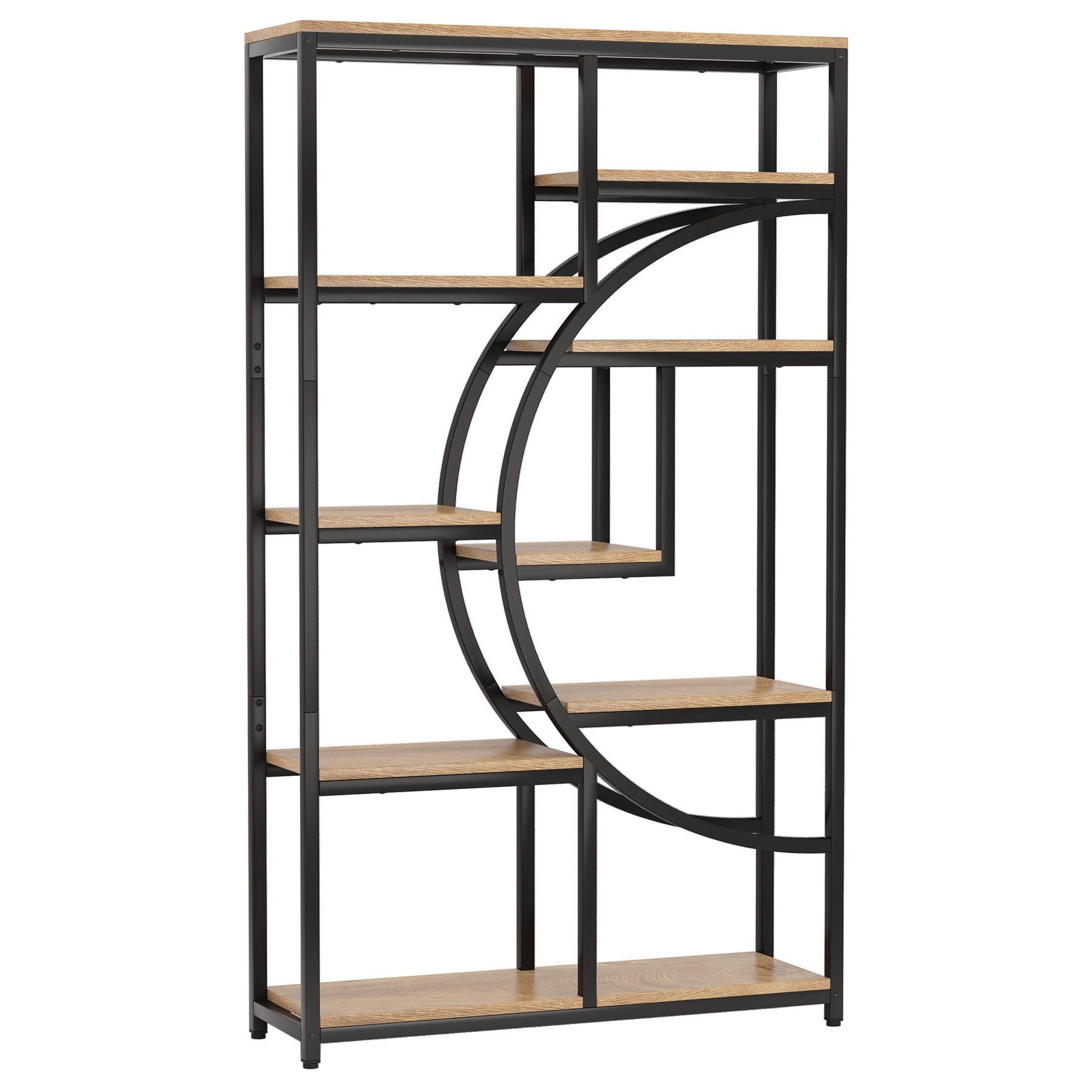 Freistehendes Bücherregal, 175 cm Etagere-Bücherregal mit 9 offenen Regalen