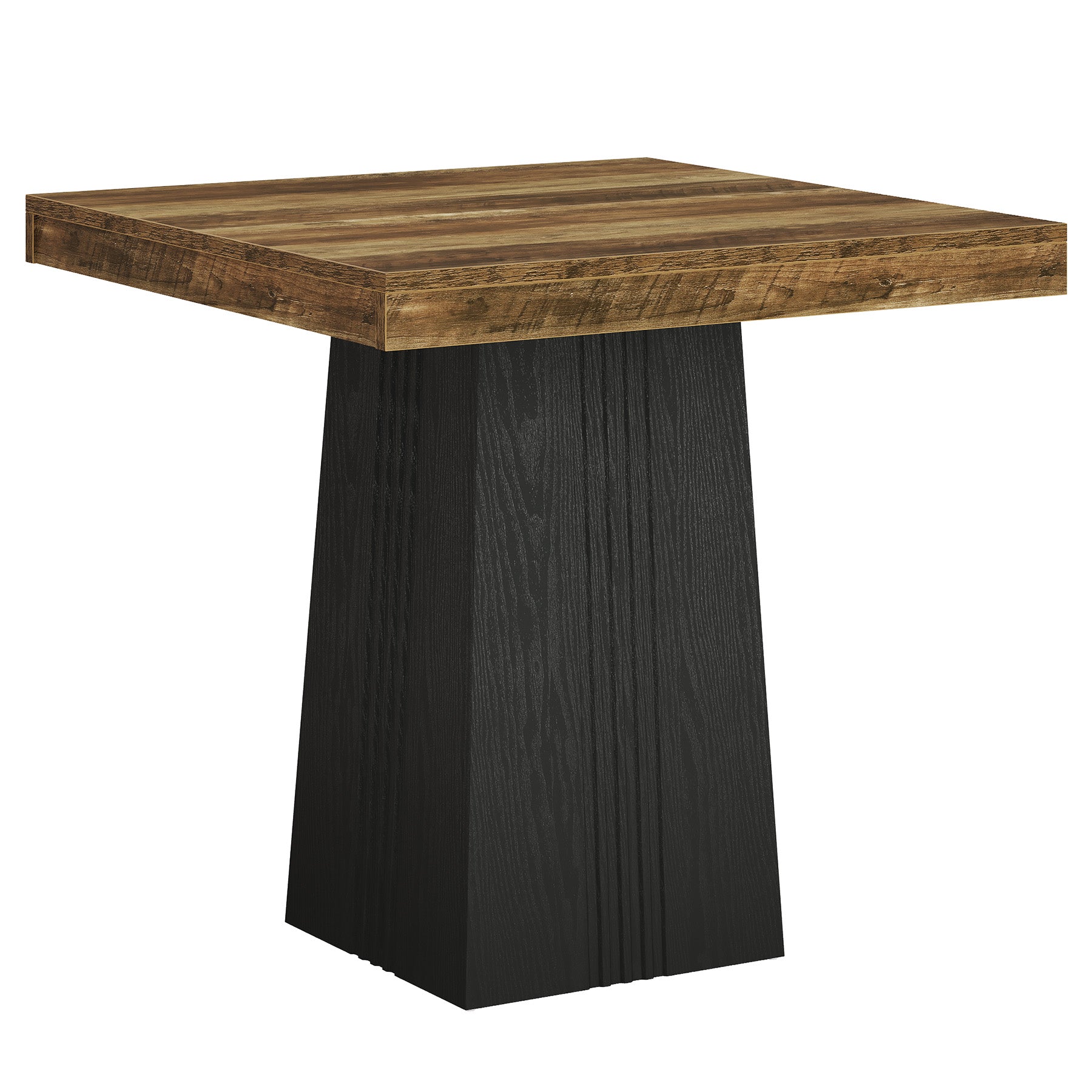 Tribesigns Bartisch 80 × 80 cm, Quadratischer Stehtisch im Landhausstil mit geriffeltem Sockel