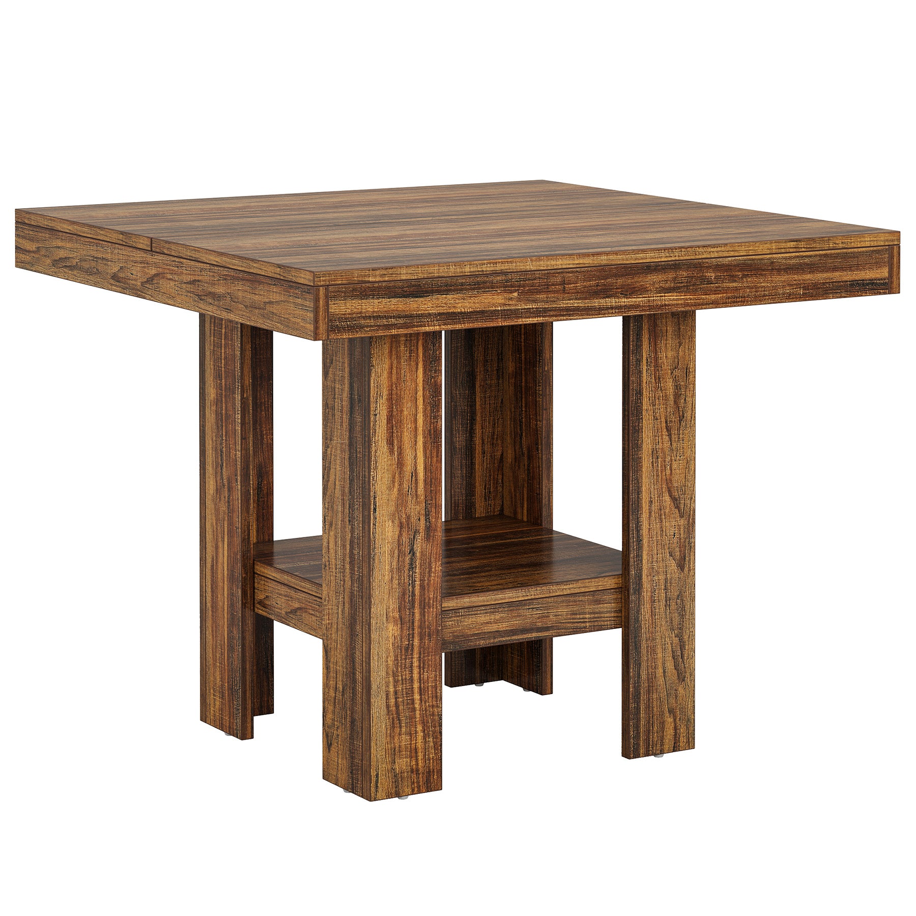 80 cm Quadratischer Esstisch für 2 Personen, industrieller Holz-Küchentisch