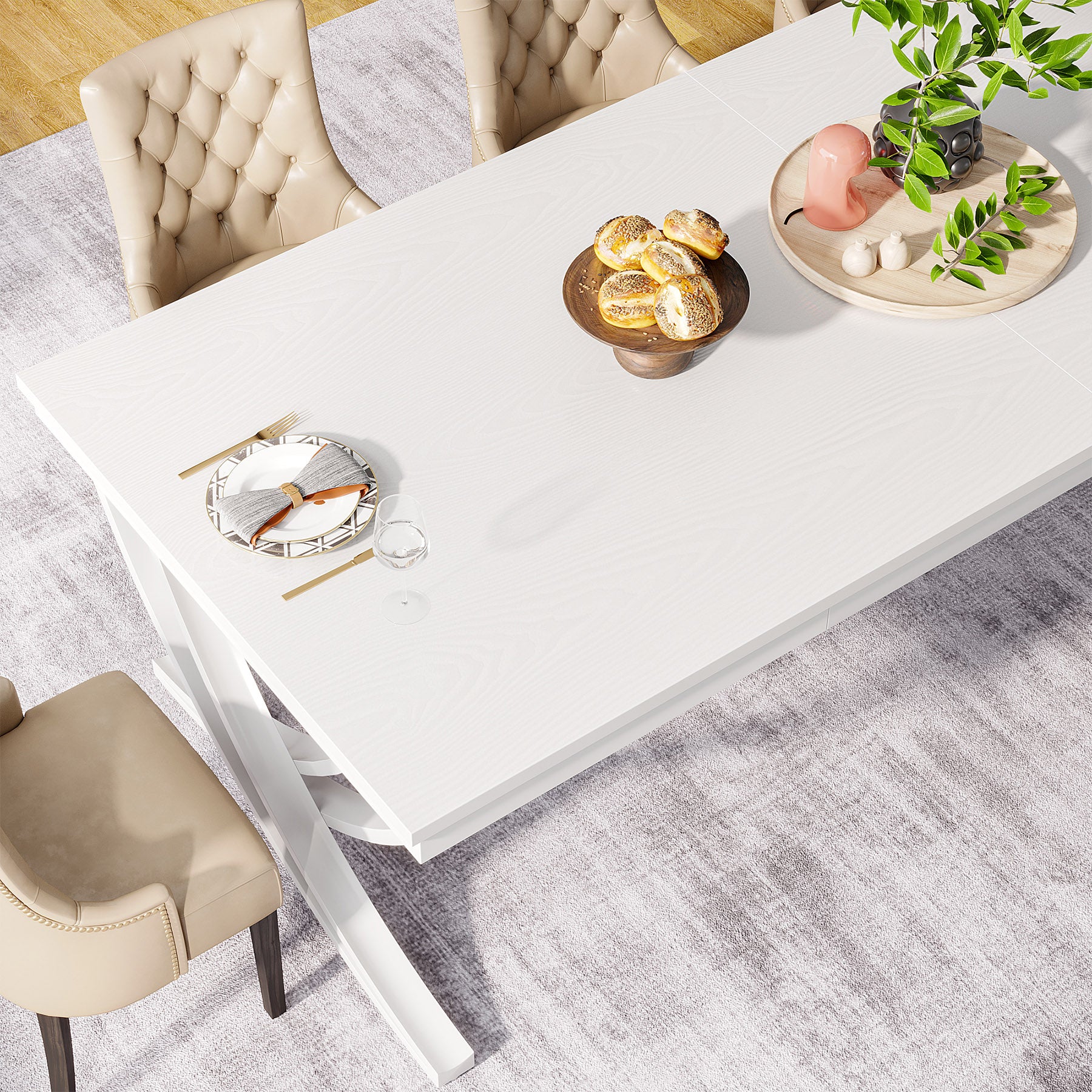 6-8 Personen industriell-Design Esstisch, 200 cm Tisch Wohnzimmer, rechteckiger Küchentisch