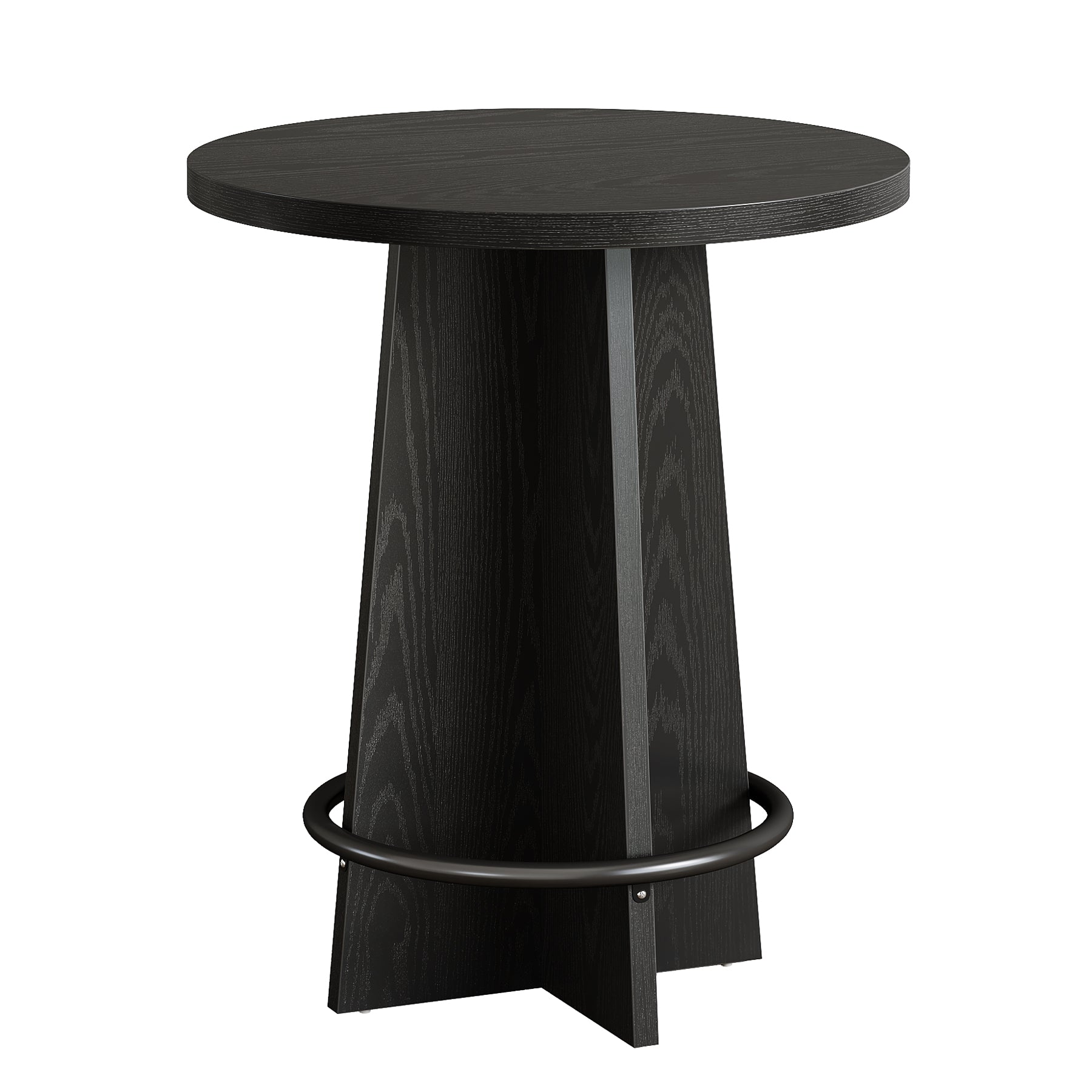 Runder Bartisch 95 cm hoch, Bistrotisch aus Holz mit Metall-Fußstütze