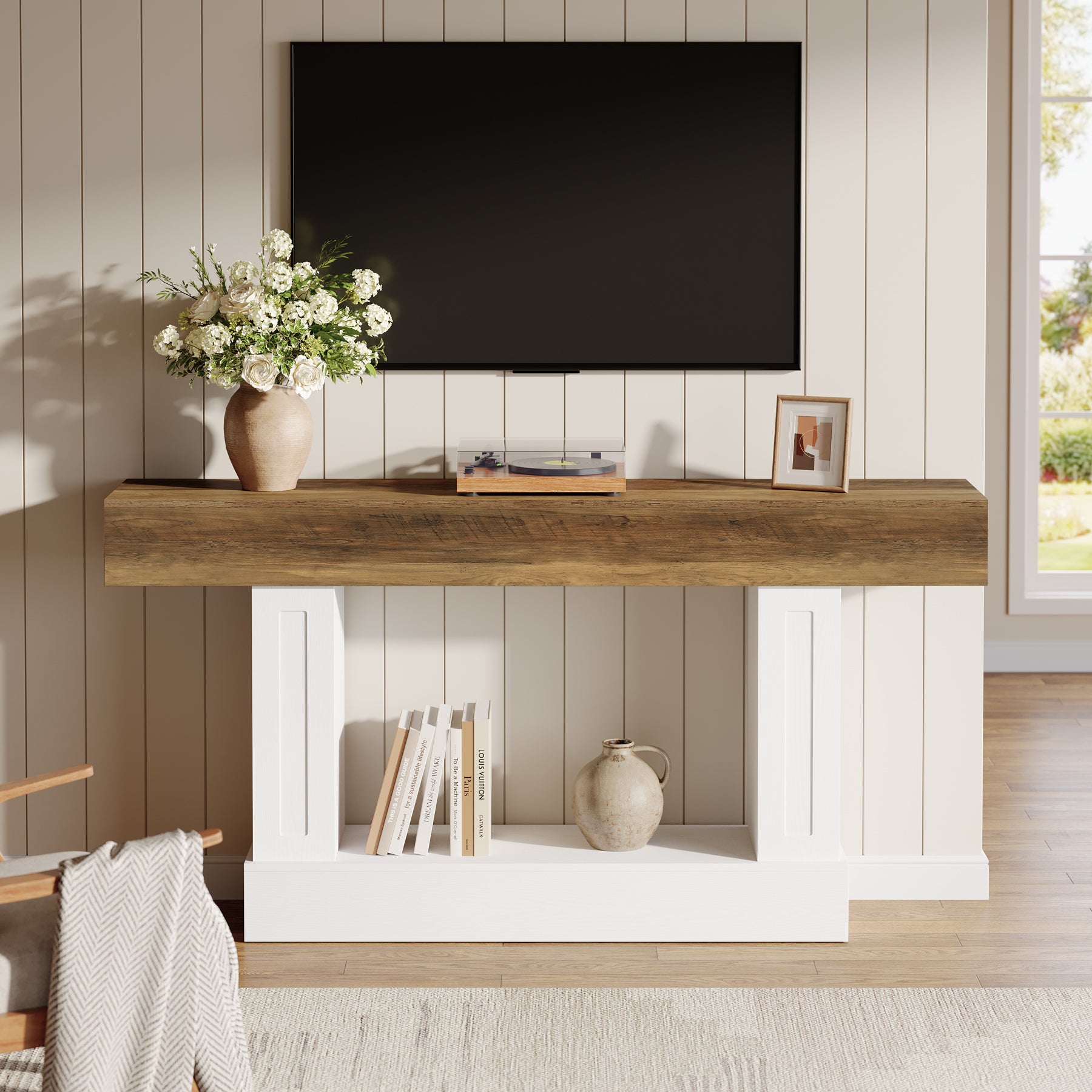 Tribesigns Konsolentisch 160 cm mit Ablage, Landhaus Flurtisch für Eingangsbereich, Wohnzimmer & Flur
