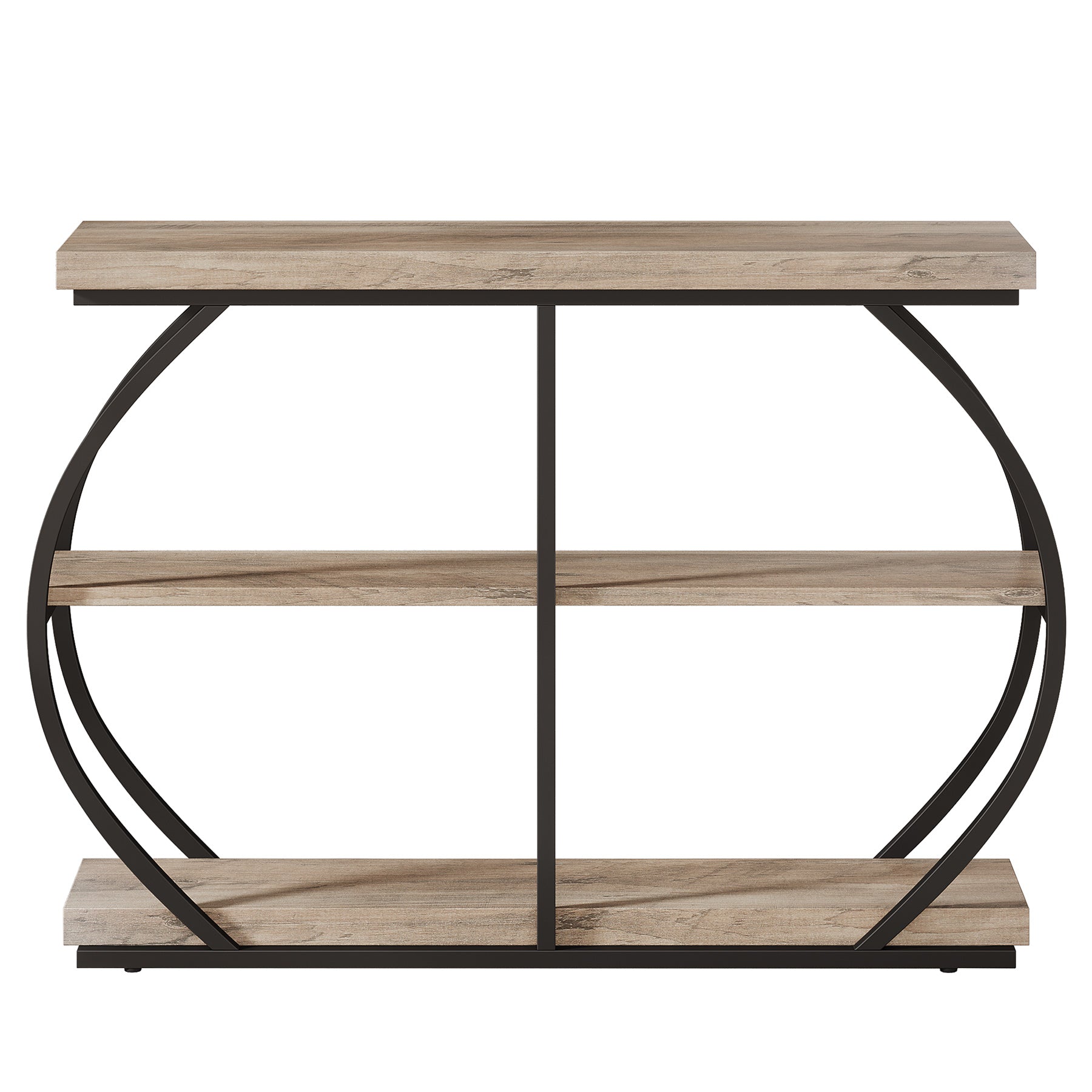 105 cm Konsolentisch, 3-stufiger Sofa-Eingangstisch mit Ablagefächern