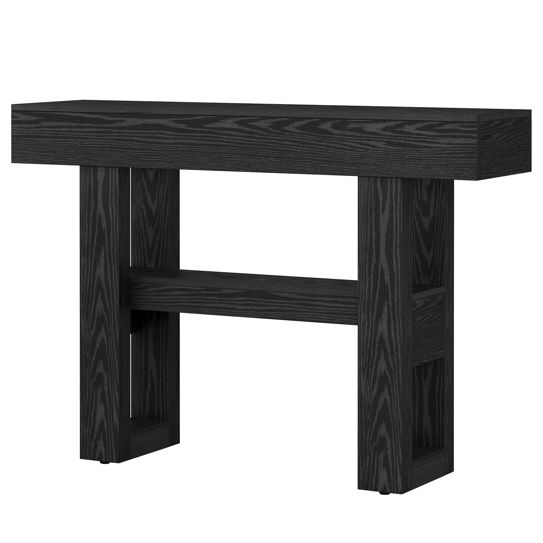 105 cm Farmhouse Konsoletisch mit 2 Ebenen - Schmaler Flurtisch in Rustikalbraun mit Ablagefächern