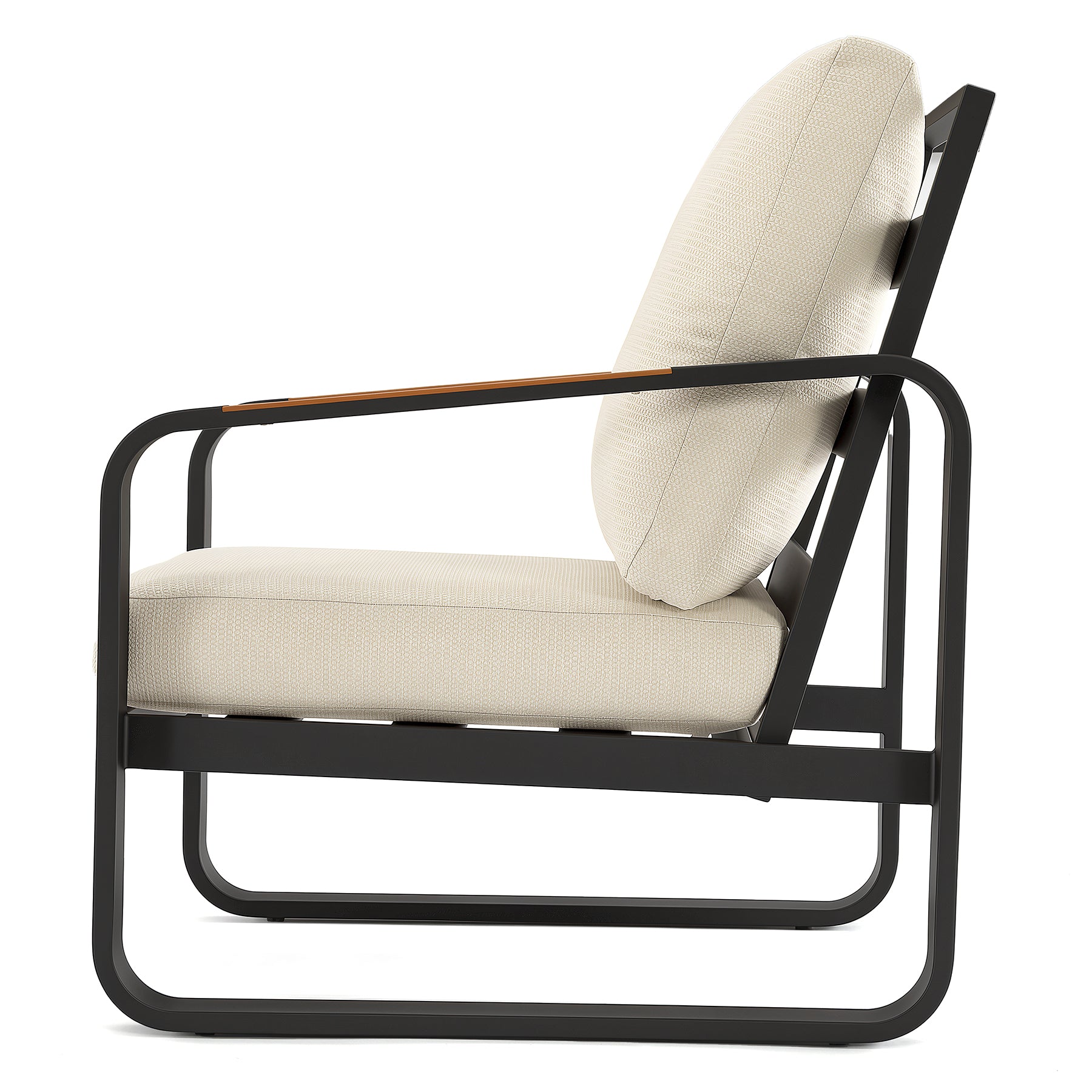 Tribesigns Gartensofa mit Kissen, Balkonstuhl mit Metallgestell & Holzarmlehnen, Outdoor Sessel für Terrasse & Garten