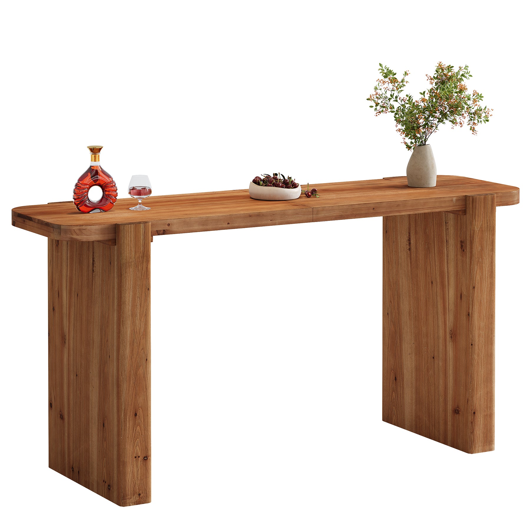 Tribesigns Massivholz Bartisch 160 cm, Hochtisch für 4–6 Personen, Rechteckiger Stehtisch im Industrial-Stil