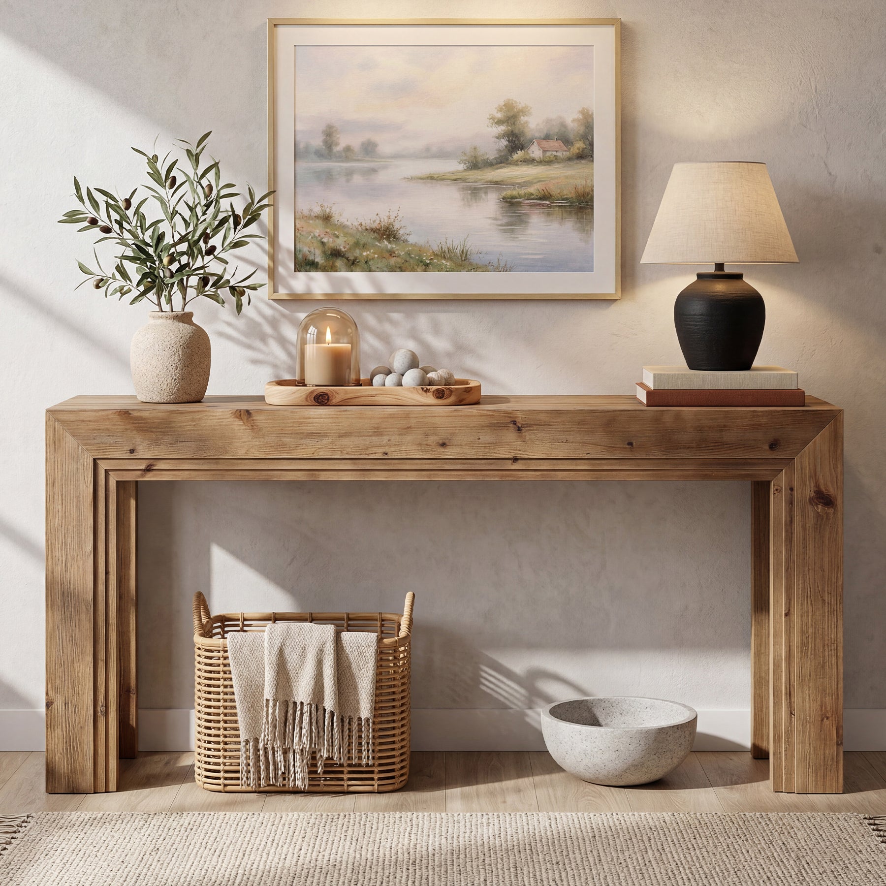 Schmaler Konsolentisch 160 cm, 2-stufiger Sofatisch mit Stauraum für Wohnzimmer & Eingangsbereich