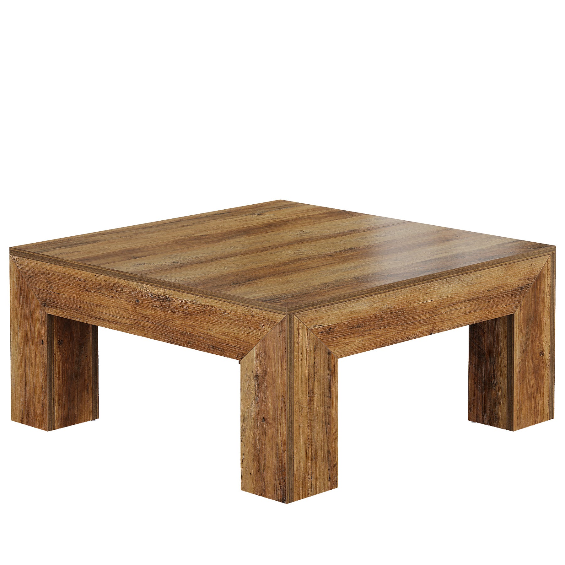 100 cm Quadratischer Couchtisch, Wohnzimmertisch aus Holz mit robusten Beinen für Sofa & Schlafzimmer