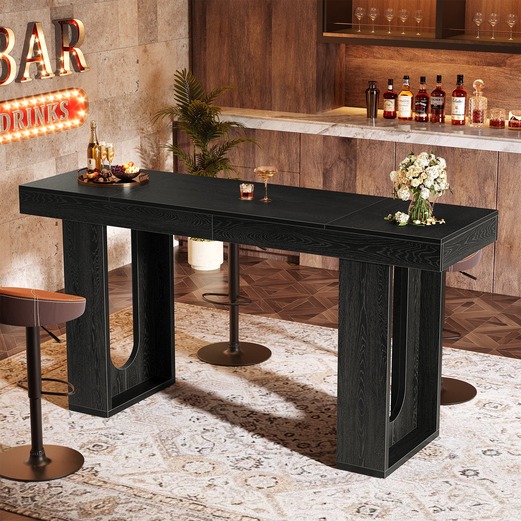 Tribesigns Bartisch 180 cm, Hochtisch in Thekenhöhe, Moderner Stehtisch für Küche, Bar & Essbereich
