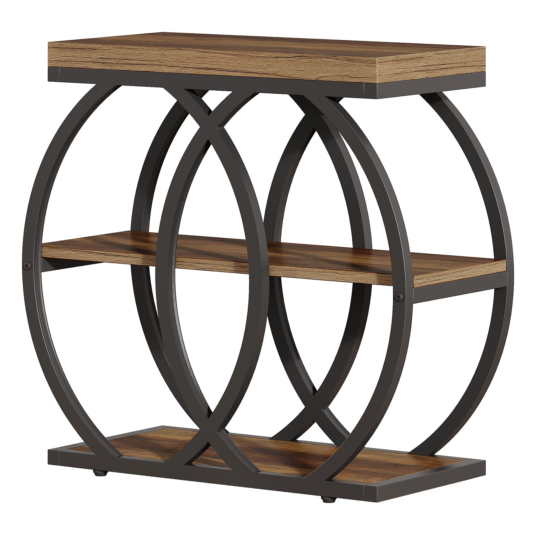 Tribesigns Schmaler Beistelltisch 60 cm mit 3 Ablagen im Industrial-Stil mit Metallgestell