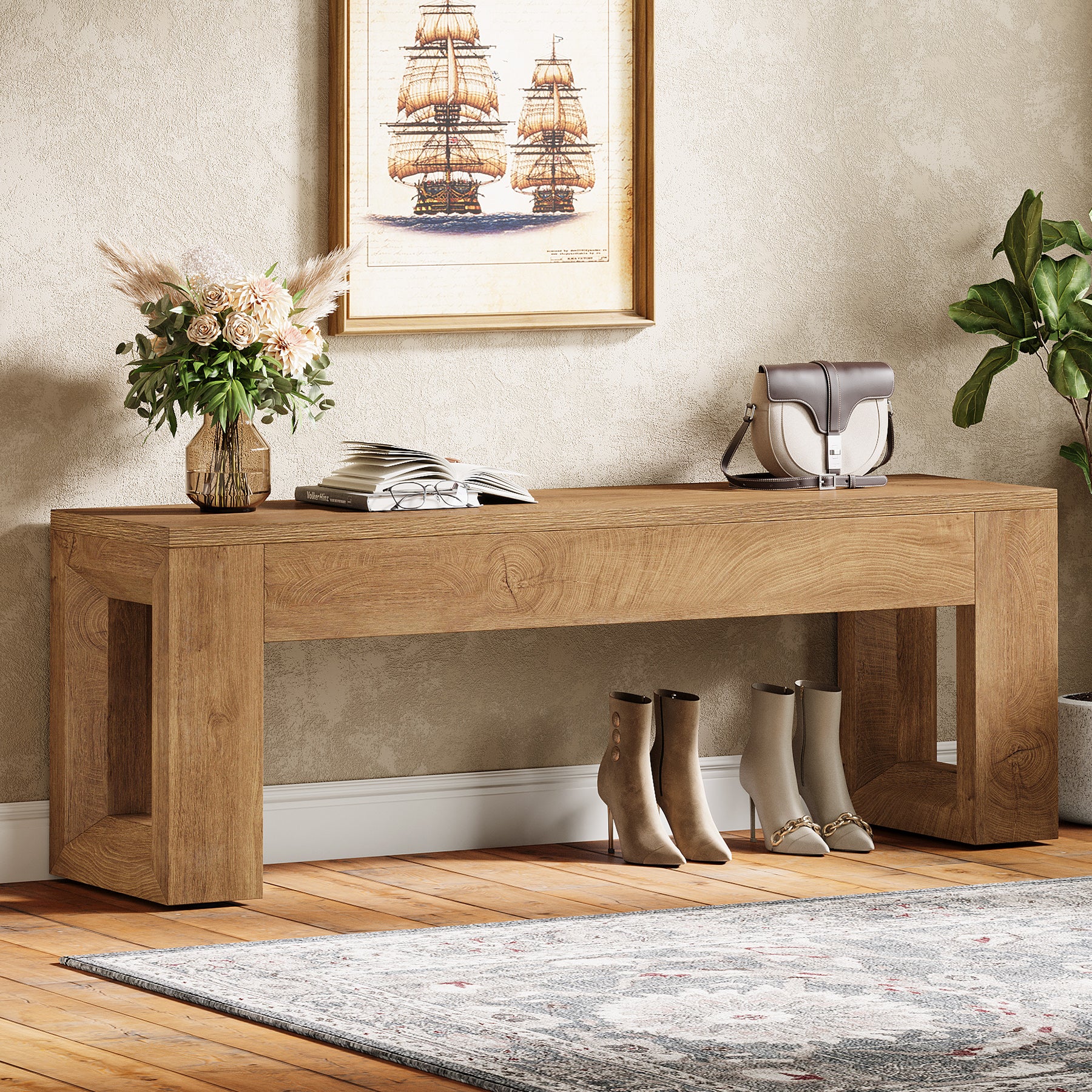 Tribesigns 120 cm Sitzbank im Landhausstil, Esszimmerbank & Schlafzimmerbank aus MDF