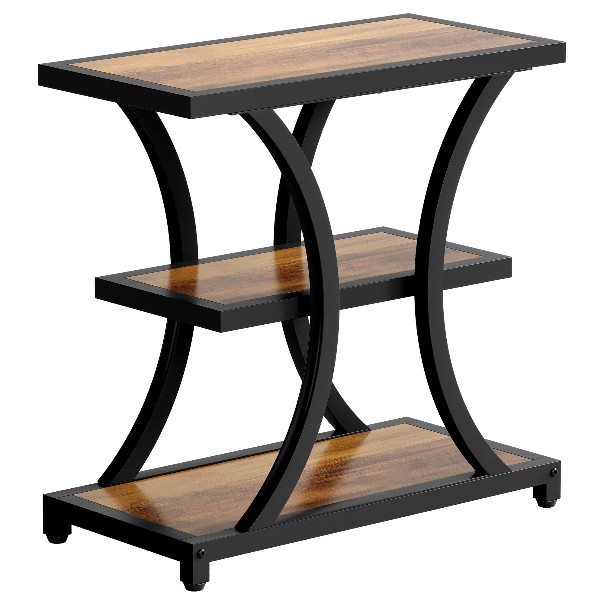 Industrieller Beistelltisch mit 3 Etagen & Metallgestell - Stauraum für kleine Räume