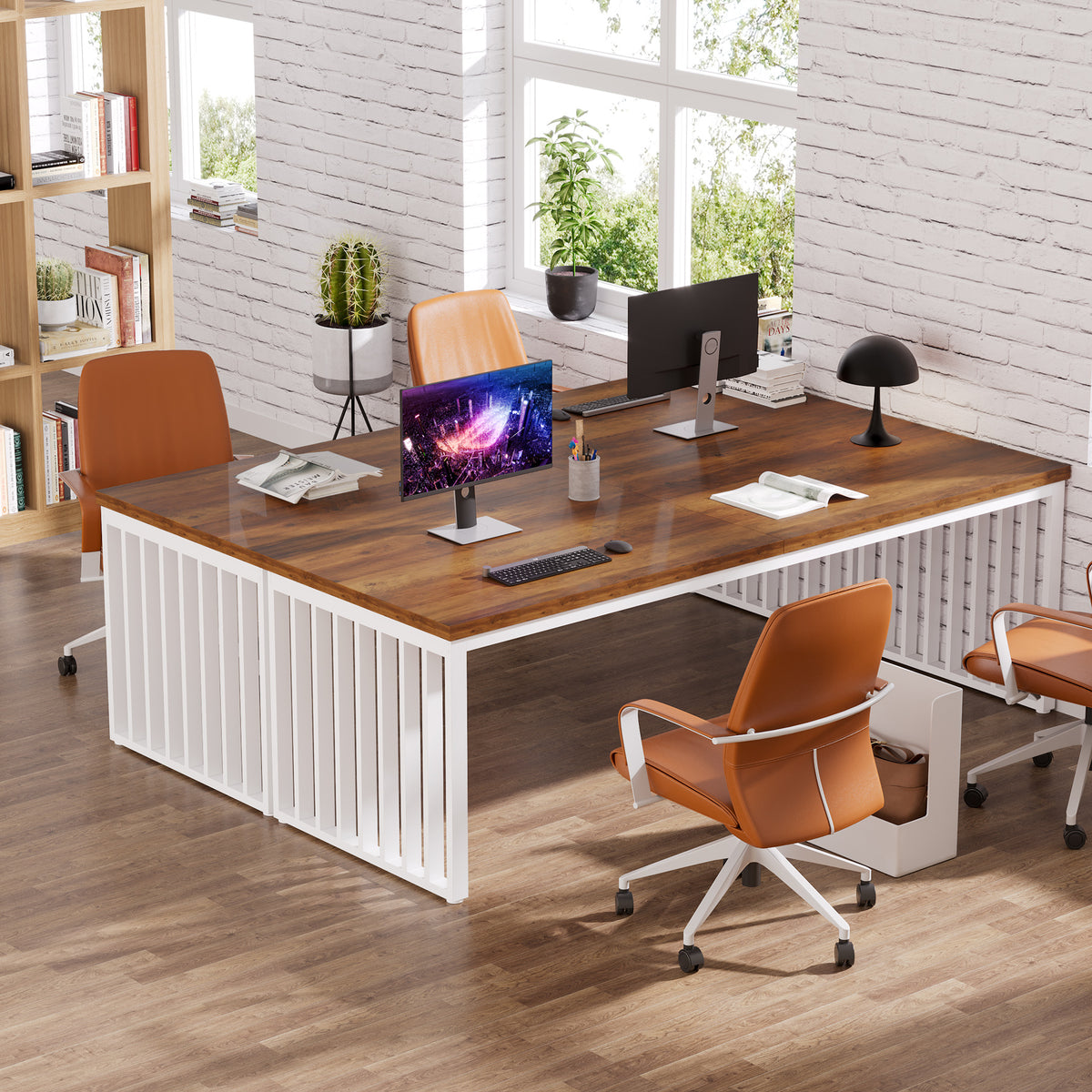 180 cm Schreibtisch für 2 Personen, großer Doppel-Schreibtisch für Homeoffice