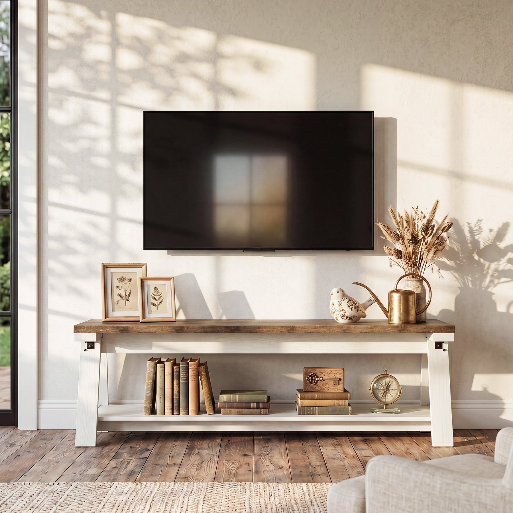 Tribesigns Sitzbank 150 cm aus Holz mit Ablage, Flurbank & Bettbank mit 2 Ebenen