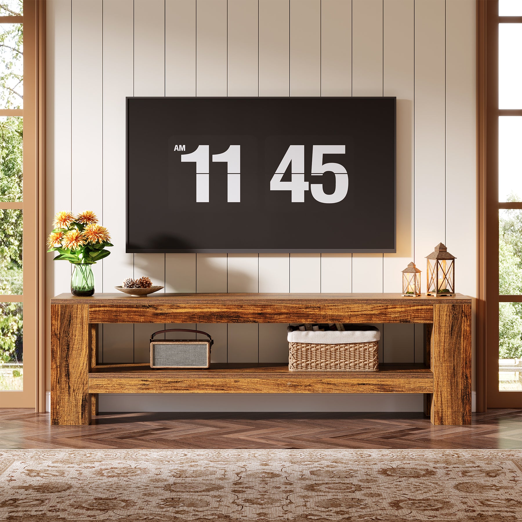 Tribesigns TV Lowboard 150 cm für 55–75 Zoll Fernseher, Rustikale TV Konsole mit Ablage